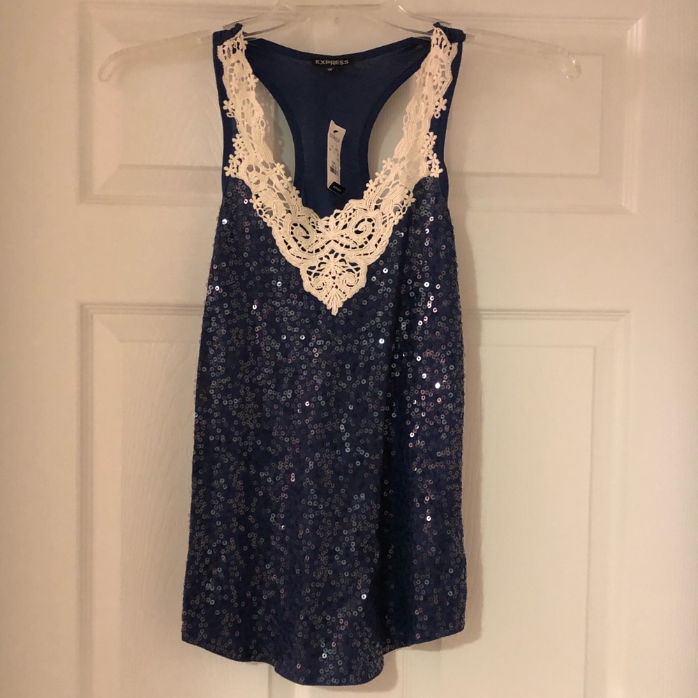 NWT Express Sequin and Crochet Tank Size XS